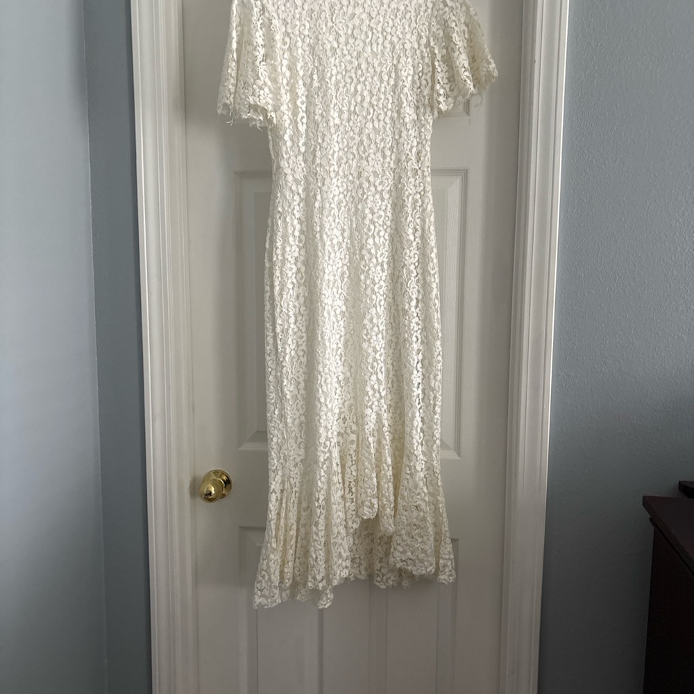 ZARA Ivory Lace Mermaid Midi Dress – Short Sleeve
